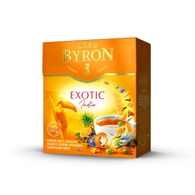 Лорд Байрон чорний Exotic з цукатами ананасу, цедрою апельсину та пелюстками квітів 100 г